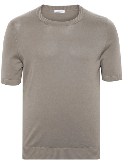 Shop Malo Short-sleeved Fine-knit Sweater In Nude & Neutrals
