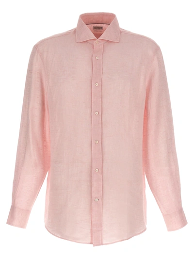 Shop Brunello Cucinelli Linen Shirt Shirt, Blouse Pink