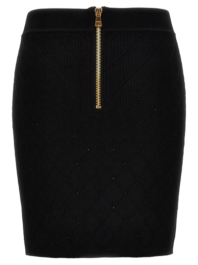 Shop Balmain Logo Button Knitted Skirt Skirts Black