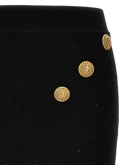 Shop Balmain Logo Button Knitted Skirt Skirts Black