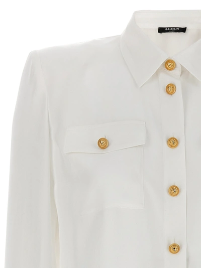 Shop Balmain Logo Button Shirt Shirt, Blouse White