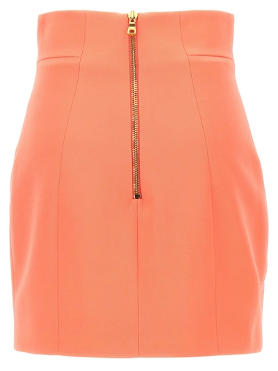 Shop Balmain Logo Button Skirt Skirts Pink