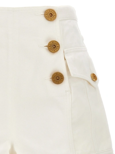 Shop Balmain Logo Buttons Shorts Bermuda, Short White