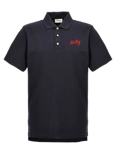 Shop Bally Logo Embroidery  Shirt Polo Blue
