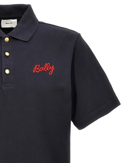 Shop Bally Logo Embroidery  Shirt Polo Blue