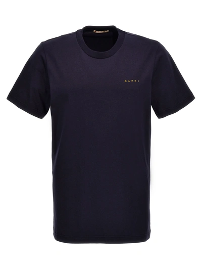 Shop Marni Logo Embroidery T-shirt Blue
