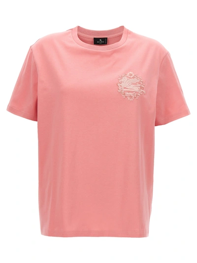 Shop Etro Logo Embroidery T-shirt Pink