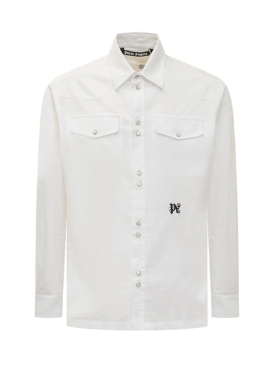 Shop Palm Angels Monogram Shirt Ls In White