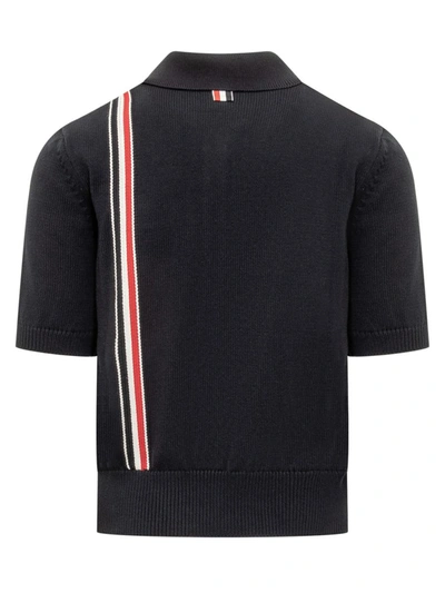 Shop Thom Browne Relaxed Fit Ss Polo In Blue
