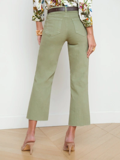 Shop L Agence Wanda Cropped Wide-leg Jean In Soft Army