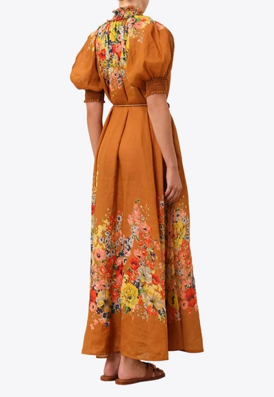 Shop Zimmermann Alight Swing Floral Maxi Dress In Orange