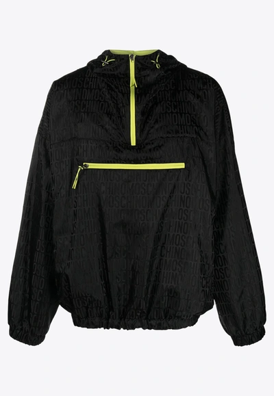 Moschino Logo-print Hooded Lightweight Jacket In Black