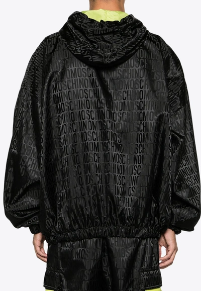 Moschino Logo-print Hooded Lightweight Jacket In Black