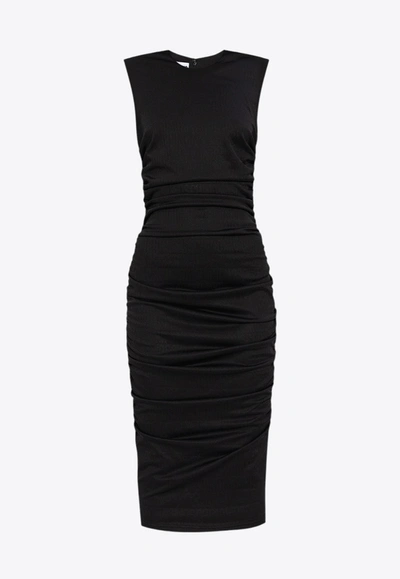 Shop Moschino All-over Logo Midi Dress In Black