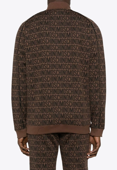 Moschino All-over Logo-jacquard Sweatshirt In Brown