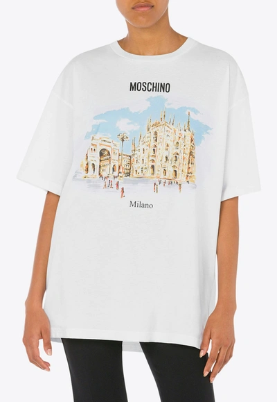 Shop Moschino Archive Print Short-sleeved T-shirt In White