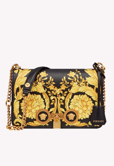 Shop Versace Baroque Icon Shoulder Bag In Yellow