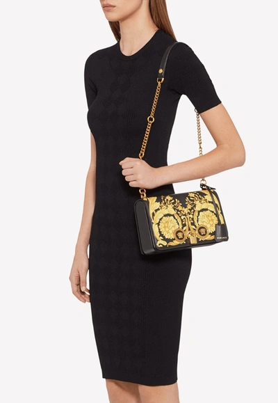 Shop Versace Baroque Icon Shoulder Bag In Yellow