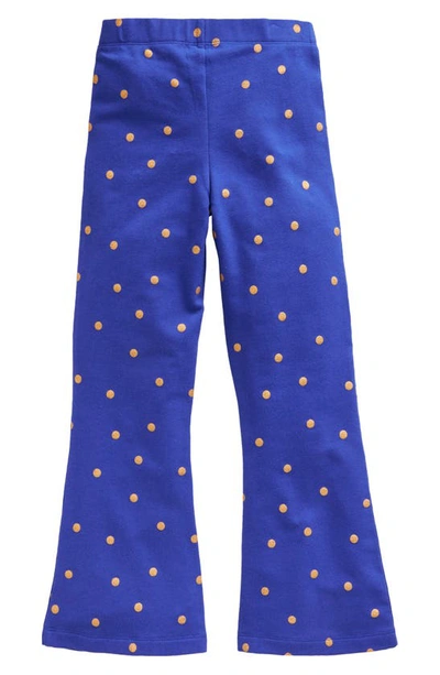 Shop Mini Boden Kids' Polka Dot Flare Leggings In Navy/ Gold Spot