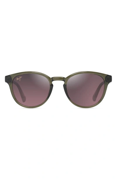 Shop Maui Jim Hiehie 50mm Gradient Polarizedplus2® Small Round Sunglasses In Shiny Trans Green