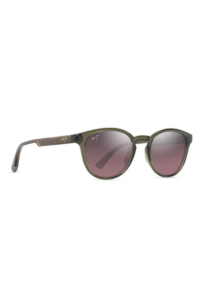 Maui Jim Hiehie 50mm Gradient Polarizedplus2® Small Round Sunglasses In Shiny Trans Green