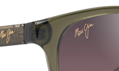 Maui Jim Hiehie 50mm Gradient Polarizedplus2® Small Round Sunglasses In Shiny Trans Green