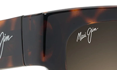 Shop Maui Jim Kenui 53mm Polarizedplus2® Square Sunglasses In Shiny Dark Havana/ Yellow