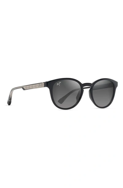 Maui Jim Hiehie Grey Hiehie Shiny Blk W T Sunglasses In Shiny Black W/trans Light Grey