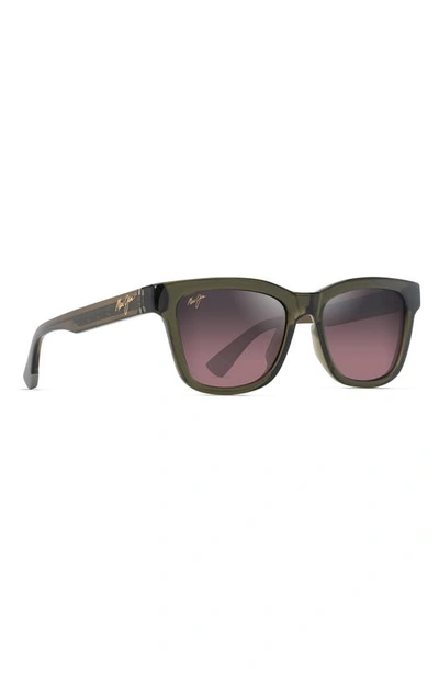 Maui Jim Men's Hanohano 53mm Cat-eye Sunglasses In Shiny Trans Green