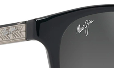 Maui Jim Hiehie Grey Hiehie Shiny Blk W T Sunglasses In Shiny Black W/trans Light Grey