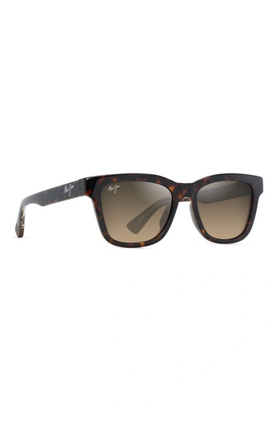 Maui Jim Hanohano Square Sunglasses, 53mm In Shiny Dark Havana/trans Yellow
