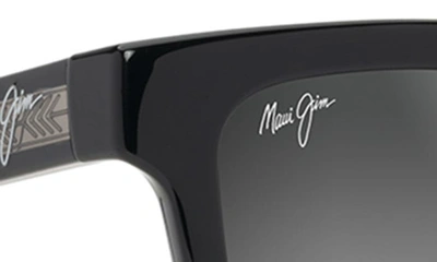 Maui Jim Hanohano 53mm Gradient Polarizedplus2® Sunglasses In Shiny Black W/trans Light Grey