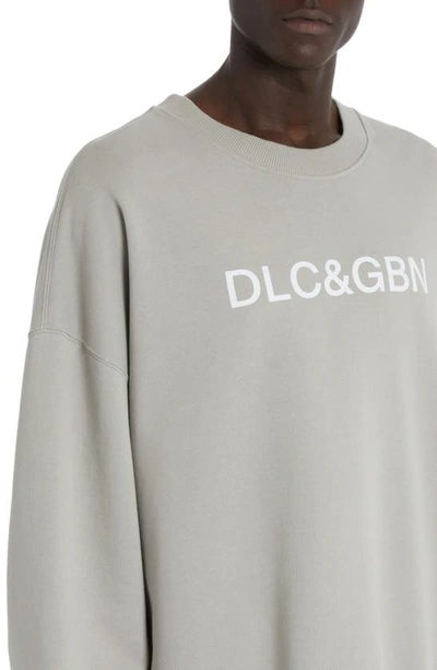 Shop Dolce & Gabbana Dgvib3 Cotton French Terry Crewneck Sweatshirt In Grigio Chiaro