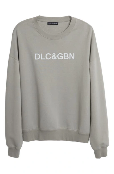 Shop Dolce & Gabbana Dgvib3 Cotton French Terry Crewneck Sweatshirt In Grigio Chiaro