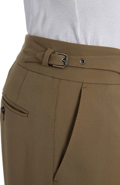 Dolce & Gabbana Stretch Virgin Wool Pants With Side Martingale In Beige