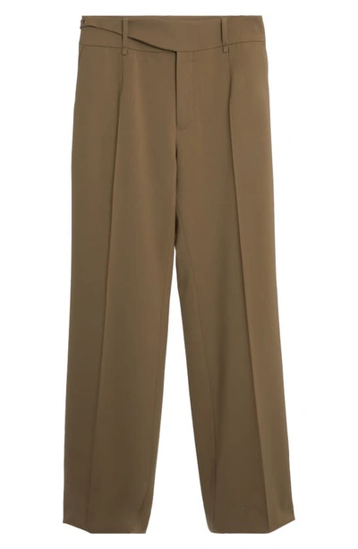 Shop Dolce & Gabbana Buckle Waist Wool Stretch Twill Pants In Beige