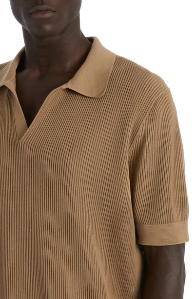 Shop Dolce & Gabbana Johnny Collar Polo Sweater In Beige