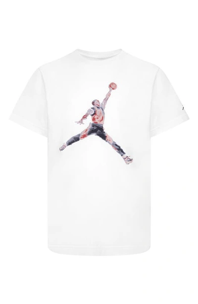 Shop Jordan Kids' Jdb Watercolor Jumpman Graphic T-shirt In White