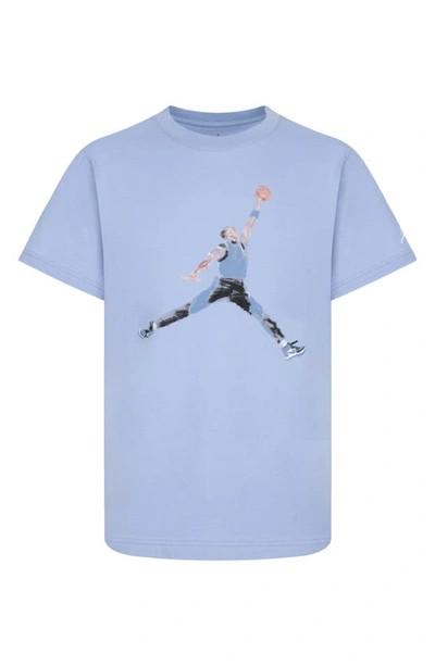 Shop Jordan Kids' Jdb Watercolor Jumpman Graphic T-shirt In Blue Grey