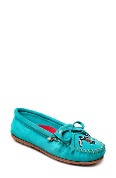 Shop Minnetonka X Lucie Skjefte Thunderbird 'animikii' Slipper In Turquoise