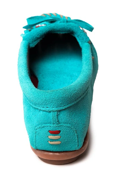 Shop Minnetonka X Lucie Skjefte Thunderbird 'animikii' Slipper In Turquoise