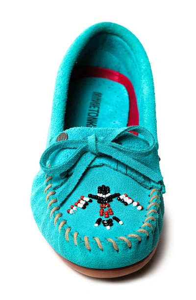 Shop Minnetonka X Lucie Skjefte Thunderbird 'animikii' Slipper In Turquoise