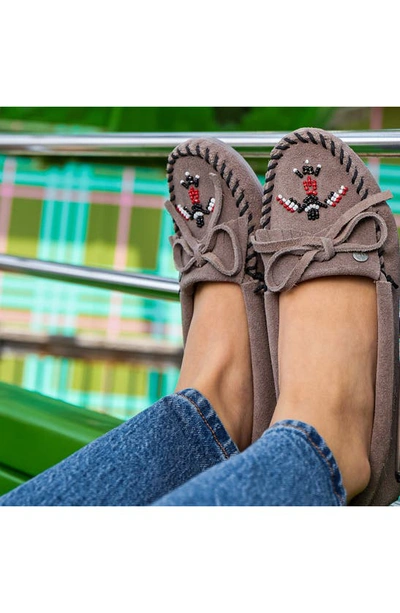 Shop Minnetonka X Lucie Skjefte Thunderbird 'animikii' Slipper In Grey