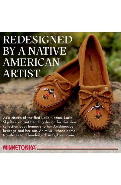 Shop Minnetonka X Lucie Skjefte Thunderbird 'animikii' Slipper In Brown