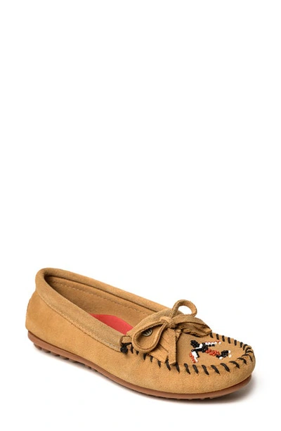 Shop Minnetonka X Lucie Skjefte Thunderbird 'animikii' Slipper In Taupe