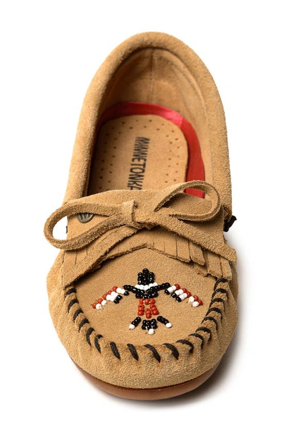 Shop Minnetonka X Lucie Skjefte Thunderbird 'animikii' Slipper In Taupe