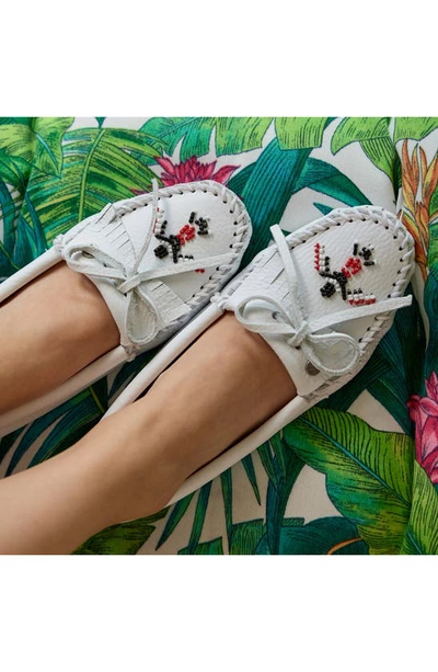 Shop Minnetonka X Lucie Skjefte Thunderbird 'animikii' Softsole Slipper In White