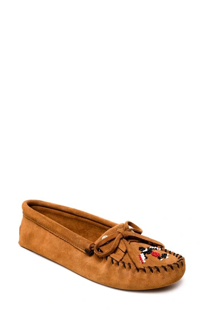 Shop Minnetonka X Lucie Skjefte Thunderbird 'animikii' Softsole Slipper In Brown