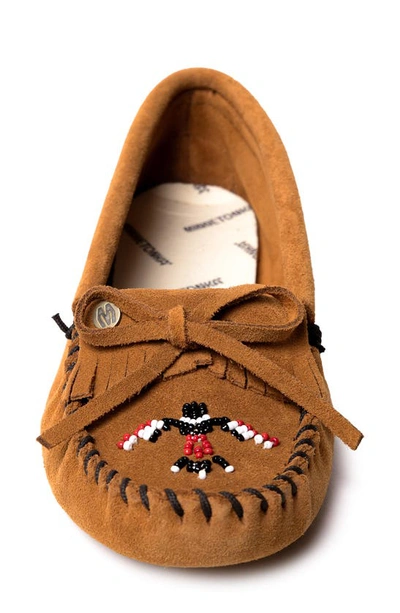 Shop Minnetonka X Lucie Skjefte Thunderbird 'animikii' Softsole Slipper In Brown