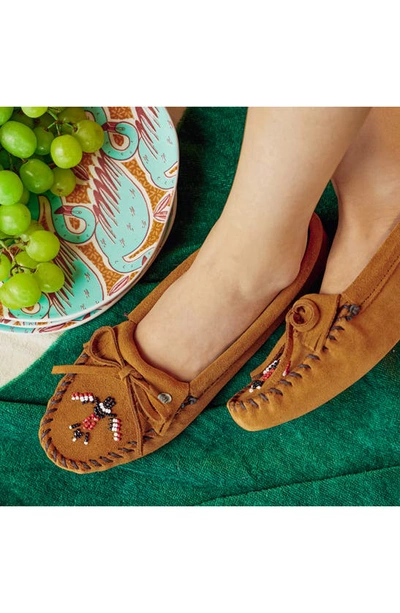 Shop Minnetonka X Lucie Skjefte Thunderbird 'animikii' Softsole Slipper In Brown